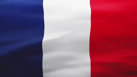 French flag, Rippled silk texture - 3D illustration 库存插图