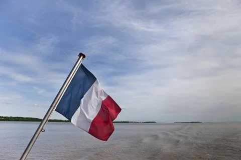 French flag on a river Stock-Fotos