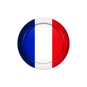 French flag on the round button, vector illustration Stock Illustration