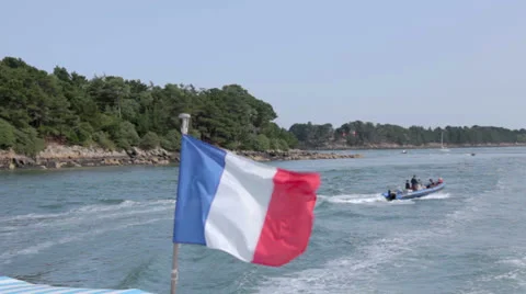 French flag in a sailboat Stock Footage 27138180