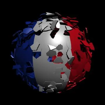 French flag sphere breaking apart illustration Illustrazione stock