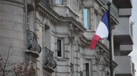 French Flag in the Street. Stock Footage 36485695