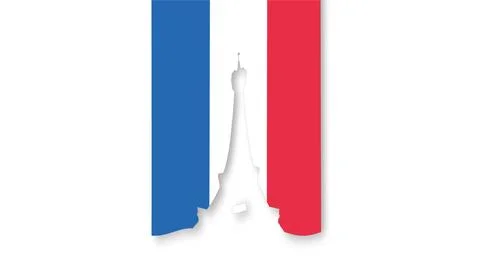 French Flag Vertical Stripes with Torn Effect. Stock Illustration