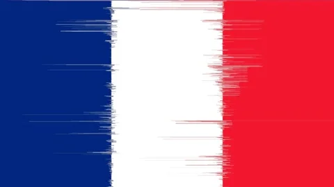 FRENCH flag video with glitch effect, pixel perturbation background, france Video stock 130665023