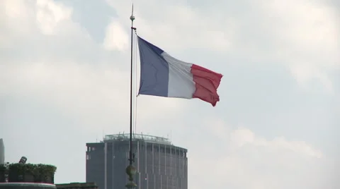 French Flag Waving atop the Musee National Stock Footage 52809306