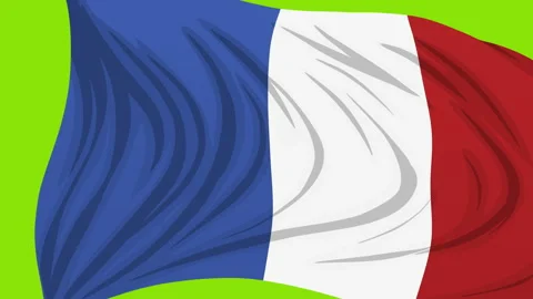 French Flag Waving Screen Wipe Transition 2D Animation on Green Screen Stock Footage 339043442