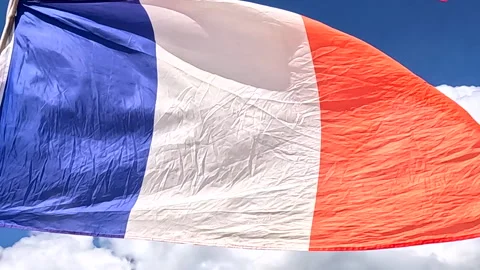 French flag waving on the sun Stock Footage 329767197