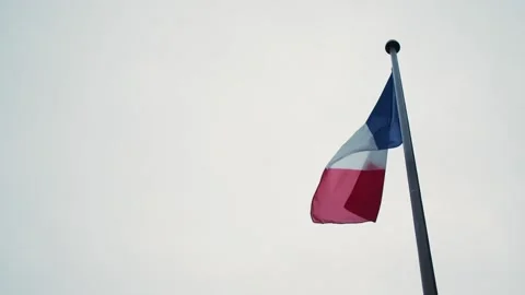 French flag waving at sunset in Paris, France Stock Footage 170467261