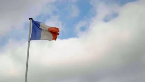 French flag waving in the wind | 4K - NORMAL STYLE Stock Footage 98662394