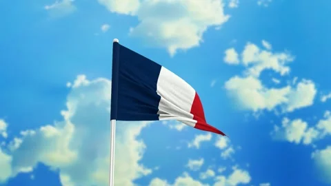 French flag waving in the wind against a sky background 스톡 동영상 281295953