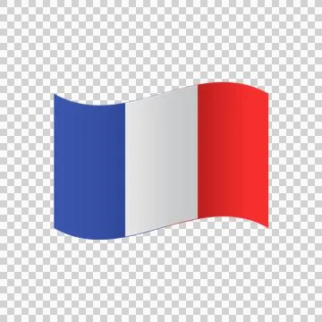 French flag waving in wind with blue white and red panels. 스톡 일러스트