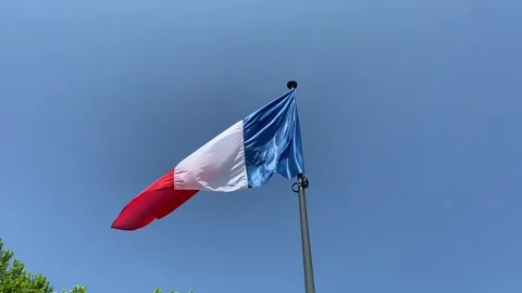 French flag waving in the wind Видео 347738358