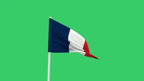 French flag waving in the wind on a green screen background 스톡 동영상 281293926