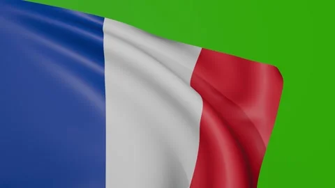 French flag waving in a wind on green screen. Animated French flag waving. Stock Footage 310526498