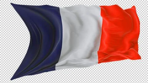 French Flag Waving in the Wind Stock Illustration
