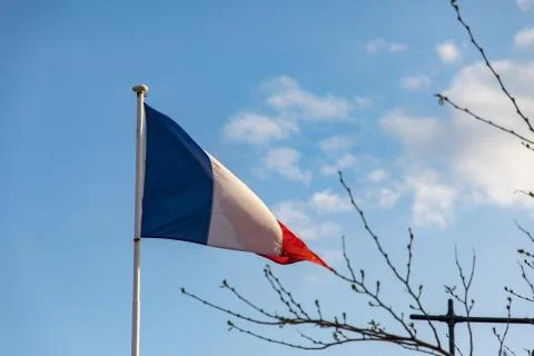 French flag waving on the wind Stock Photos