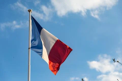 French flag waving on the wind Stock Photos
