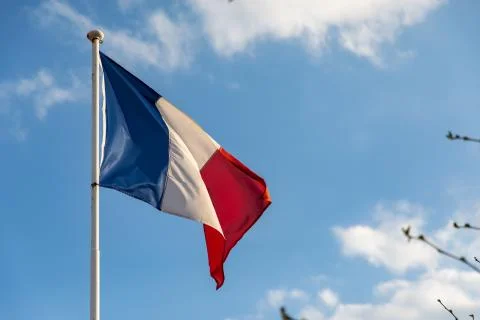 French flag waving on the wind Stock Photos