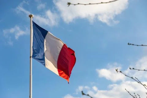 French flag waving on the wind Stock Photos