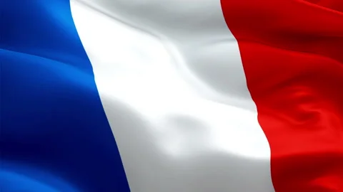 French flag waving in wind video footage Full HD. Realistic French Flag Video stock 97748562