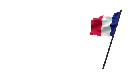 French flag which appears, is waved several times and disappears - separate.. Video stock 278184241