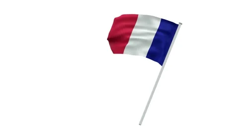 French flag which appears, is waved several times and disappears - separate.. Video stock 278355552