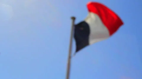 FRENCH FLAG IN WIND Stock Footage