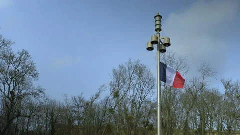 French flag at World War 2 memorial, Mont-Valerien Stock Footage 171190747