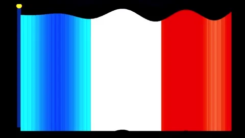 French flags waving in a row with a dark background during daytime Vidéo 345320936