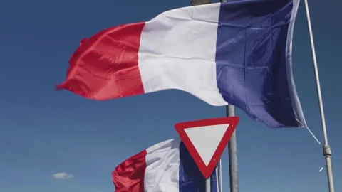 French flags in the wind Video stock 249224870