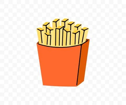 French fried in box, chips and potato, graphic design Stock Illustration