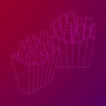 French fried potato in pack box. Fast food, junk. Stock Illustration