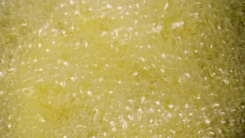 French fried potatoes frying in boiling oil, 4K 60 FPS Stock Footage 76952543