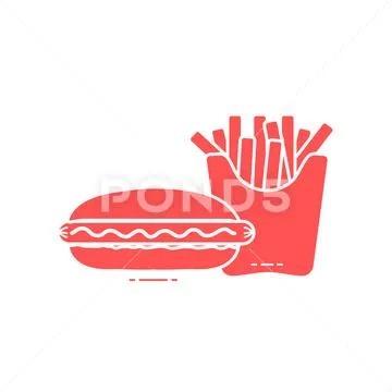 French fries and hot dogs. Harmful eating habits. Stock Illustration