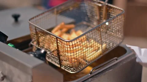 French fries are deep fried at fast food festival 스톡 동영상 59086259