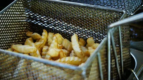 French fries in basket Stock Footage 14072049