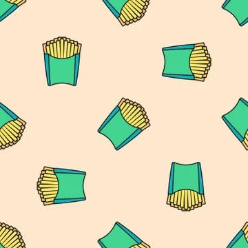 French fries colored seamless pattern. Stock Illustration