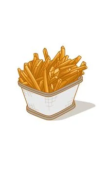 French fries in a container on white background. Potato Stock Illustration
