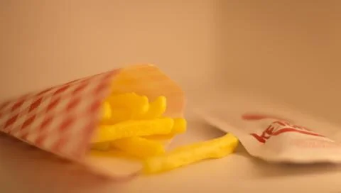 French fries on display Stock Photos