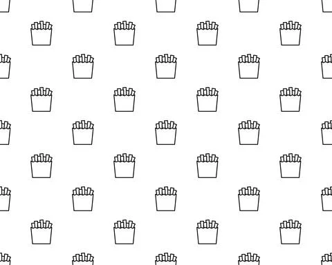 French Fries Icon Seamless Pattern, Fast Food Icon, Finger Chips, Deep Fried  Illustrazione stock