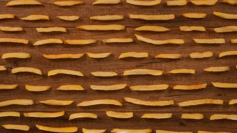 French fries marching through screen Video stock 82853159