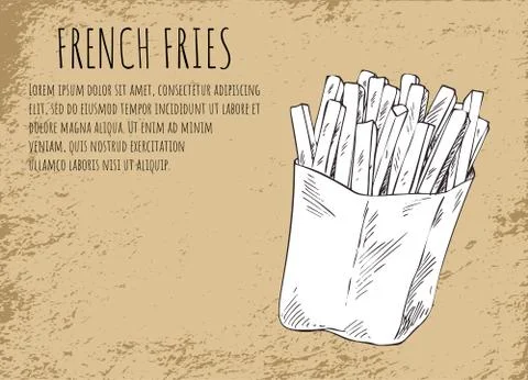 French Fries in Package Poster Vector Illustration Stock Illustration