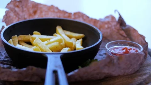French fries in a pan. Stock Footage 104919503