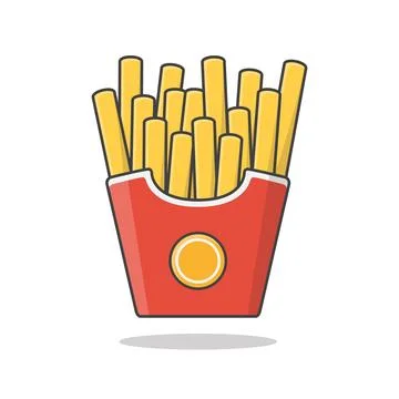 French Fries In Paper Box Vector Icon Illustration. Potato Fries In Fast Fo.. Stock Illustration