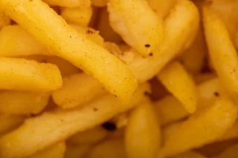 French fries on a plate, close-up, selective focus. Stock Photos