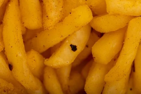 French fries on a plate, close-up, selective focus. Stock Photos