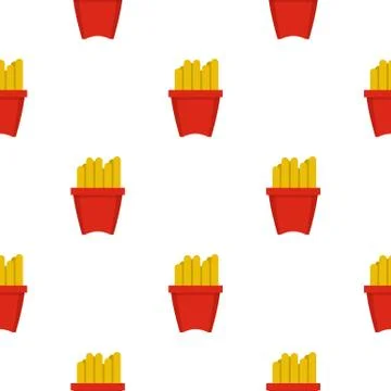 French fries in a red box pattern seamless Stock Illustration