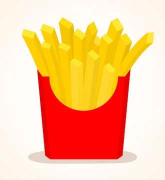 French Fries In Red Box. Vector Illustration Stock Illustration