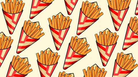 French Fries Seamless Pattern Background Fast Food Snack Texture for Restaur 스톡 동영상 337145505