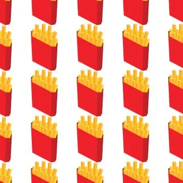 French fries seamless pattern background. Fast food seamless vector pattern Stock Illustration